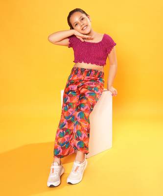Crop Top with Floral Print Pant 2