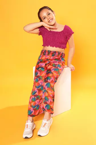 Crop Top with Floral Print Pant