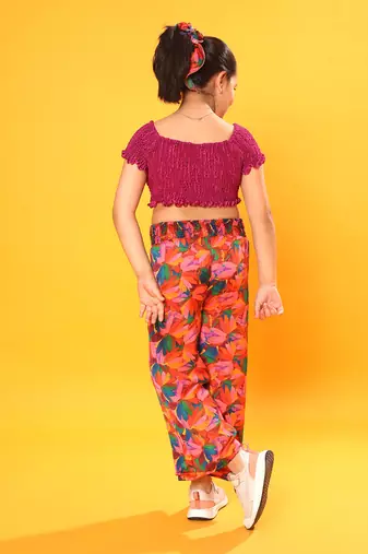 Crop Top with Floral Print Pant