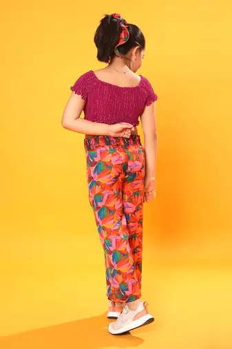 Crop Top with Floral Print Pant