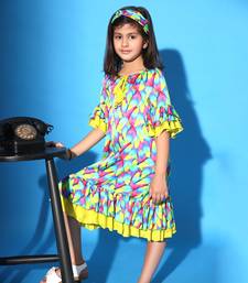 Feather Print Two layered Ruffled Dress