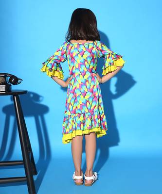 Feather Print Two layered Ruffled Dress 4