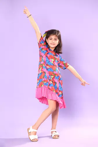Butterfly Print  Tiered Dress