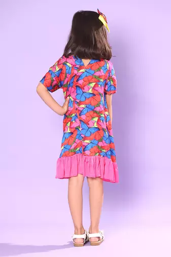 Butterfly Print  Tiered Dress