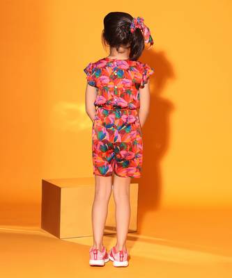 Floral Print Ruffle Sleeve Jumpshorts 3