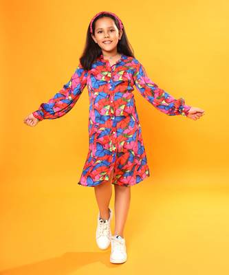 Butterfly Print Full Sleeve Shirt Dress 2