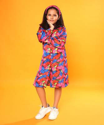 Butterfly Print Full Sleeve Shirt Dress 4