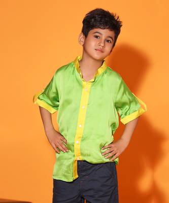 Green and Yellow Trim Colorblock shirt 2