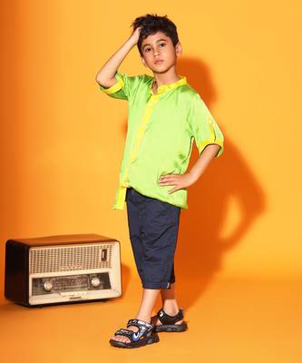 Green and Yellow Trim Colorblock shirt 1
