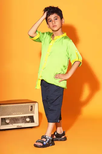 Green and Yellow Trim Colorblock shirt
