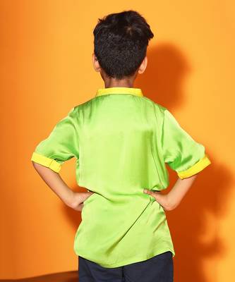 Green and Yellow Trim Colorblock shirt 4