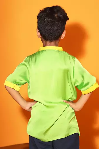 Green and Yellow Trim Colorblock shirt