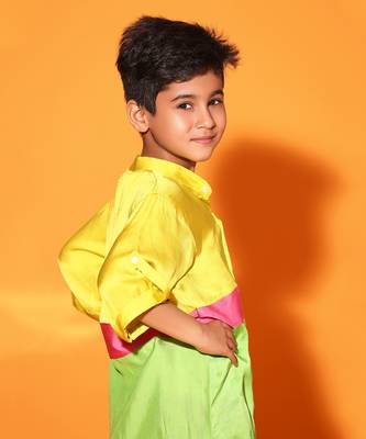 Horizontal Colorblock Mandarin Collar shirt 4