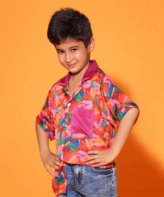 Floral Print Purple Trim Shirt 1