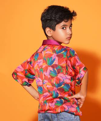 Floral Print Purple Trim Shirt 3