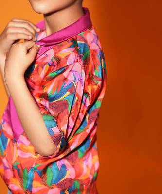 Floral Print Purple Trim Shirt 4