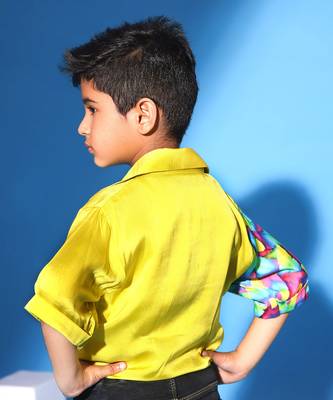 Feather Print  Yellow  Casual Shirt 2