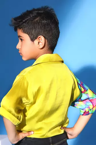 Feather Print  Yellow  Casual Shirt