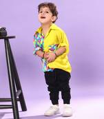 Feather Print  Yellow  Casual Shirt