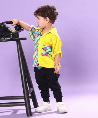 Feather Print  Yellow  Casual Shirt 3