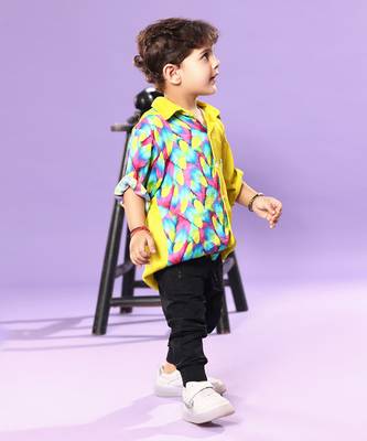 Feather Print  Yellow  Casual Shirt 4
