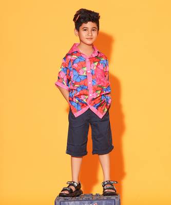 Butterfly Pink Trim Casual Shirt 1