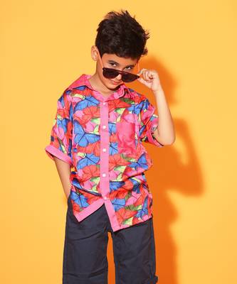 Butterfly Pink Trim Casual Shirt 2