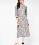 Black printed cotton kurtas-and-kurtis