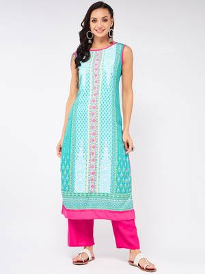 Blue printed viscose rayon kurtas-and-kurtis 1