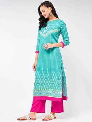 Blue printed viscose rayon kurtas-and-kurtis 2