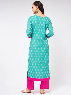 Blue printed viscose rayon kurtas-and-kurtis 3