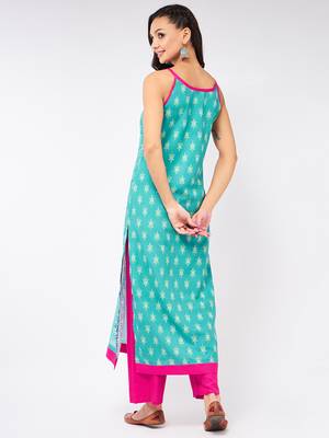 Blue printed viscose rayon kurtas-and-kurtis 3