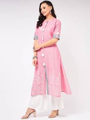 Pink printed cotton kurtas-and-kurtis 2