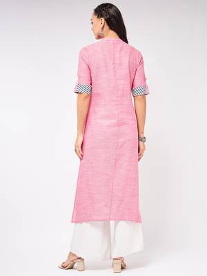 Pink printed cotton kurtas-and-kurtis 3