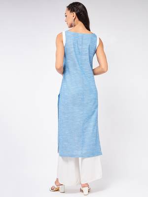 Blue printed cotton kurtas-and-kurtis 3