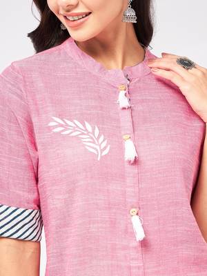 Pink printed cotton kurtas-and-kurtis 4