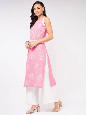 Pink printed cotton kurtas-and-kurtis 2