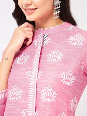 Pink printed cotton kurtas-and-kurtis 4