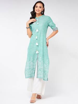 Green printed cotton kurtas-and-kurtis 1