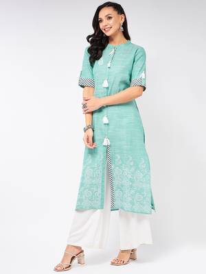 Green printed cotton kurtas-and-kurtis 2