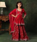 Embellished Peplum Top And  Printed Palazzo Set