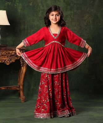 Embellished Peplum Top And  Printed Palazzo Set 2