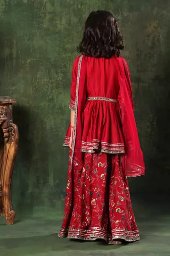 Embellished Peplum Top And  Printed Palazzo Set