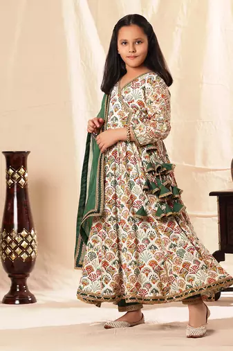 Printed Anarkali With Pant Set