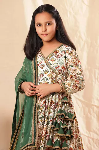 Printed Anarkali With Pant Set