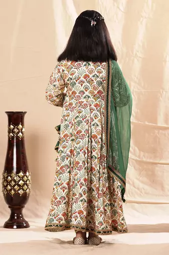 Printed Anarkali With Pant Set