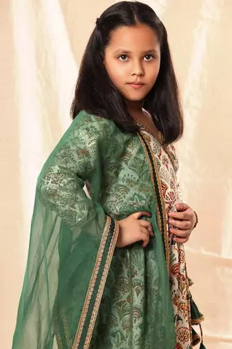 Printed Anarkali With Pant Set