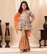 Printed Short Frock Suit With Sharara Set