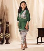Green Kurta With Dhoti Pant And Embellished Kurta