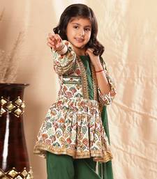 Green Panel  Printed Frock Suit Set